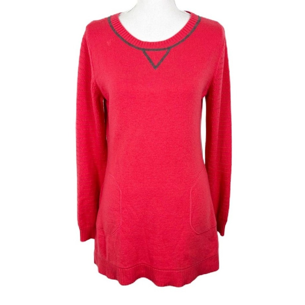Krimson Klover Womens Coral Pink Knit Tunic Sweater Pockets Size M